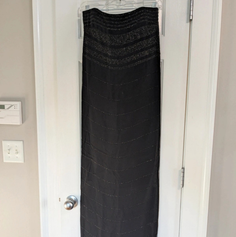 Covers brand full length strapless formal gown